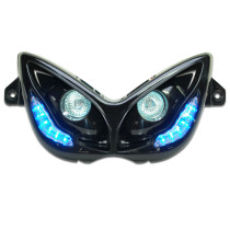 Optique de phare RR8 MBK 50 Nitro/Yamaha 50 Aerox 1997-2012 Noir (leds bleu)