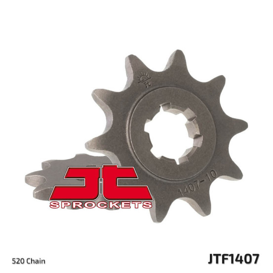 Pignon acier JT - 10 dents - Pas 520 - KAWASAKI SUZUKI Quad 80cc