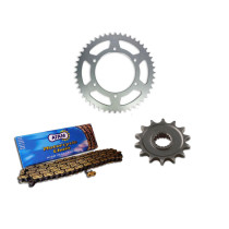 Kit chaine 420 AFAM - Couronne alu anti-boue - Type de chaine au choix - YAMAHA 65 YZ 2018-2023