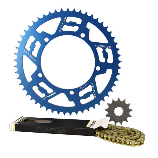 Kit chaine aluminium 13x53 DOPPLER Sherco Enduro / SM Bleu (428 - 5 fixations)