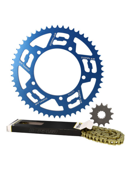 Kit chaine aluminium 13x53 DOPPLER Sherco Enduro / SM Bleu (428 - 5 fixations)