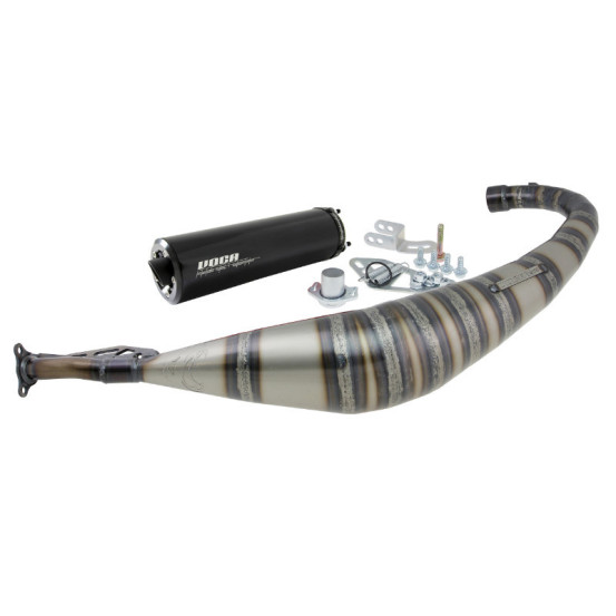 Pot d'échappement Voca Rookie Aprilia/Derbi/Gilera Euro 3 et 4 (passage bas - silencieux Aluminium Noir)
