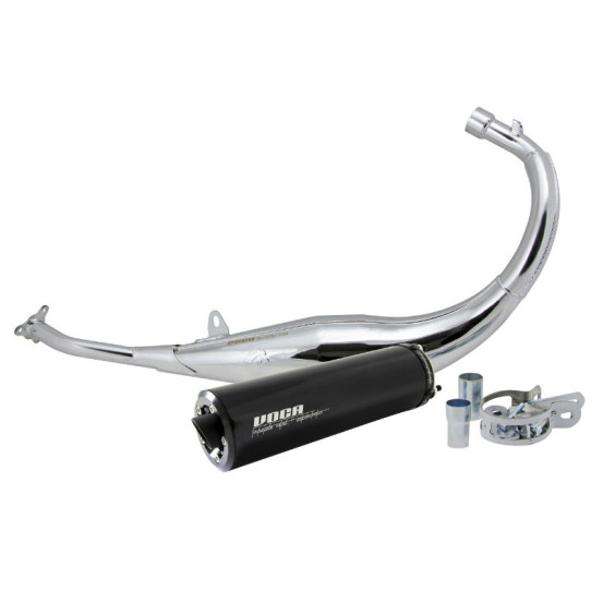 Pot d'échappement Voca Chromed Beta/Rieju/Yamaha Minarelli AM6 (passage bas - silencieux Aluminium Noir)