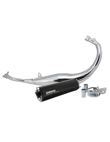 Pot d'échappement Voca Chromed Beta/Rieju/Yamaha Minarelli AM6 (passage bas - silencieux Aluminium Noir)