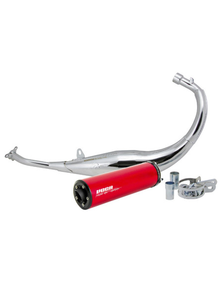 Pot d'échappement Voca Chromed Beta/Rieju/Yamaha Minarelli AM6 (passage bas - silencieux Aluminium Rouge)
