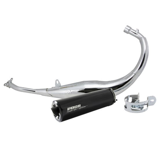 Pot d'échappement Voca Chromed Derbi 50 Senda/GPR/Aprilia 50 RS4/Gilera 50 SMT/RCR (passage bas - silencieux Aluminium Noir)