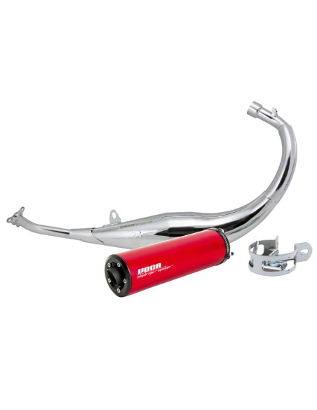 Pot d'échappement Voca Chromed Derbi 50 Senda/GPR/Aprilia 50 RS4/Gilera 50 SMT/RCR (passage bas - silencieux Aluminium Rouge)