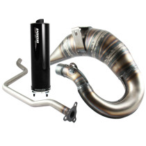 Pot d'échappement Voca Cross Rookie MBK 50 X-LIMIT/Yamaha 50 DTR (passage haut - silencieux Aluminium Noir)