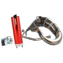 Pot d'échappement Voca Cross Rookie Rieju 50 MRX/RR/HM 50 Furia (passage haut -silencieux Aluminium Rouge)