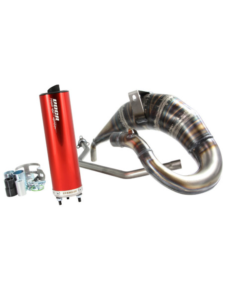 Pot d'échappement Voca Cross Rookie Rieju 50 MRX/RR/HM 50 Furia (passage haut -silencieux Aluminium Rouge)
