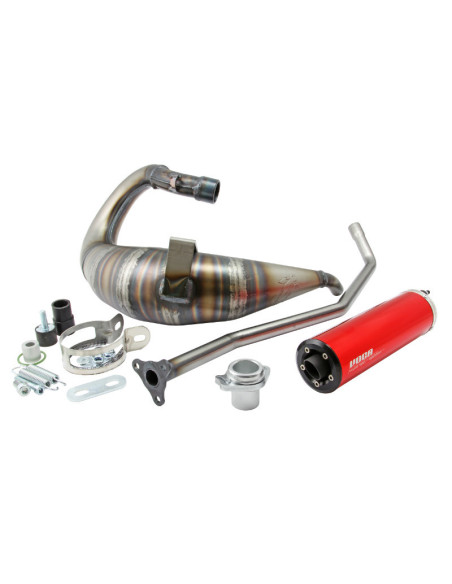 Pot d'échappement Voca Cross Rookie Derbi 50 Senda/Senda DRD/Aprilia 50 RX/SX (passage haut - silencieux Aluminium Rouge)
