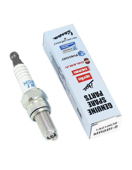 Bougie MR8BI-8 origine Piaggio 50 Zip 4T / Liberty 4T / Vespa Primavera 4T / Vespa Sprint / Aprilia 900 Shiver / Dorsoduro /