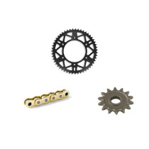 Kit chaine 520 AFAM - Couronne acier noire anti-boue - Chaine A520MX6-GG - KTM 300 EXC TPI 2020-2021