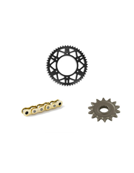Kit chaine 520 AFAM - Couronne acier noire anti-boue - Chaine A520MX6-GG - GAS GAS 250 EC F 2021-2023