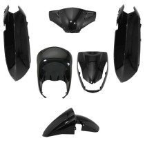 Kit carénages scooter Peugeot 50 Kisbee 2T et 4T 2010-2020 Noir brillant (V1)