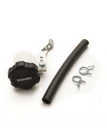 Kit bocal liquide de frein 45ml ACCOSSATO + Patte de fixation inox + Durite et clips