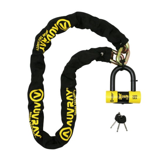 Chaine antivol AUVRAY Xtrem 140 cm + Bloque disque mini SRA