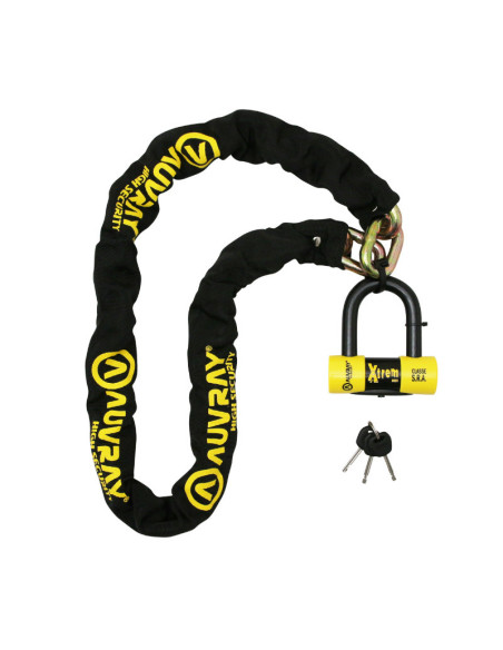 Chaine antivol AUVRAY Xtrem 140 cm + Bloque disque mini SRA