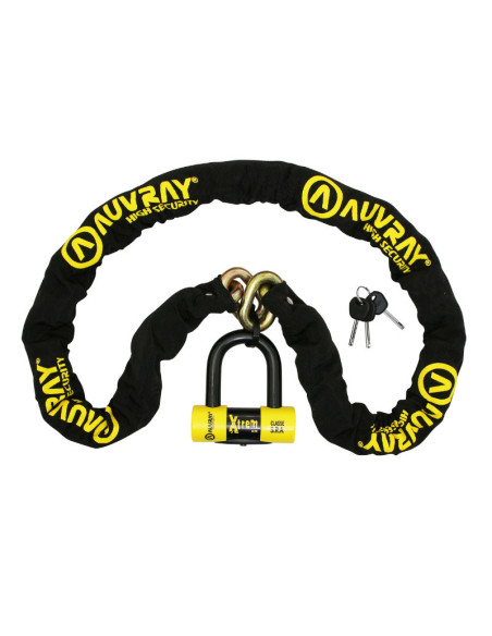 Chaine antivol AUVRAY Xtrem 170 cm + Bloque disque mini SRA