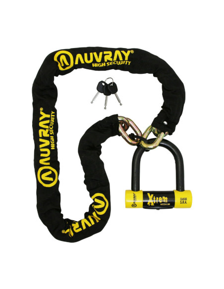 Chaine antivol AUVRAY Xtrem 140 cm + Bloque disque medium SRA