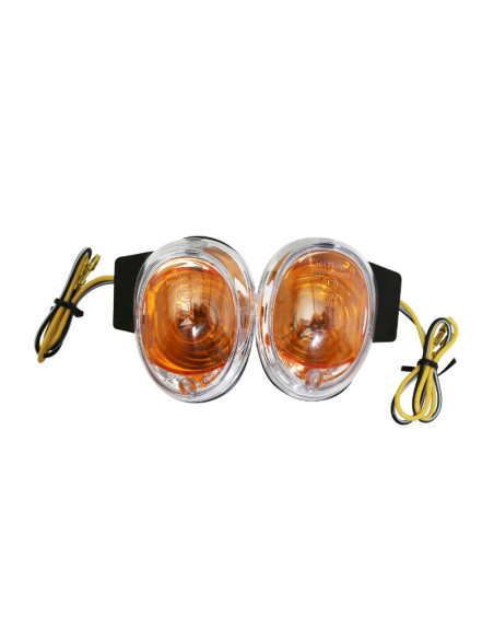 Clignotants MBK 50 Booster /Yamaha 50 BW's après 2004/Keeway 50 Hurricane/Focus Transparent/Noir Avant