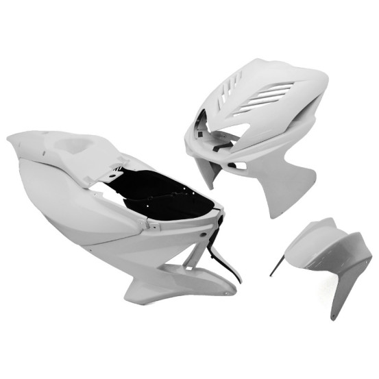 Kit carénages scooter MBK 50 Nitro/Yamaha 50 Aerox 1997-2012 Blanc brillant (New Design)
