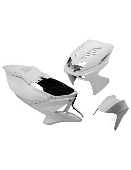 Kit carénages scooter MBK 50 Nitro/Yamaha 50 Aerox 1997-2012 Blanc brillant (New Design)