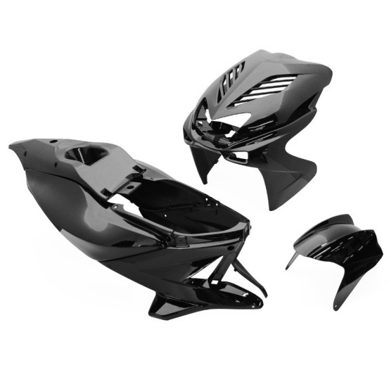 Kit carénages scooter MBK 50 Nitro/Yamaha 50 Aerox 1997-2012 Noir brillant (New Design)
