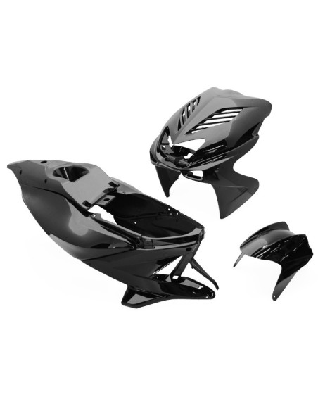 Kit carénages scooter MBK 50 Nitro/Yamaha 50 Aerox 1997-2012 Noir brillant (New Design)