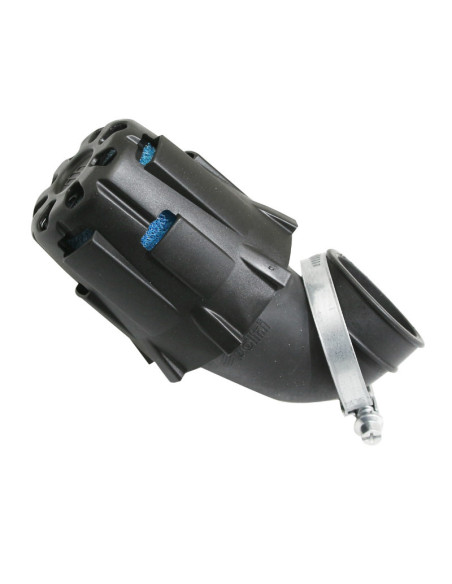 Filtre à air POLINI Blue Air Box PHVA noir fixation coudée 90° diamètre 37mm