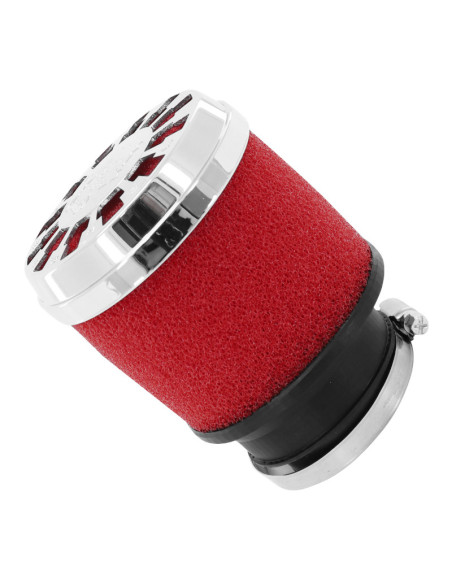 Filtre à air MALOSSI E13 droit D42/50/60 Chromé mousse Rouge PHBG MIKUNI KEIHIN
