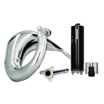 Pot d'échappement Voca Cross Chromed Sherco 50 SM-R / SE-R (passage haut - silencieux Aluminium Noir)