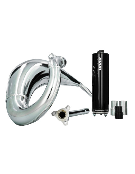 Pot d'échappement Voca Cross Chromed Sherco 50 SM-R / SE-R (passage haut - silencieux Aluminium Noir)