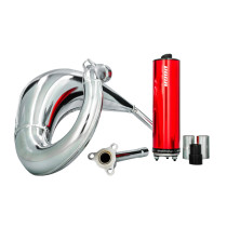 Pot d'échappement Voca Cross Chromed Sherco 50 SM-R / SE-R (passage haut - silencieux Aluminium Rouge)