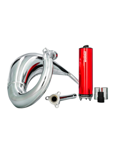 Pot d'échappement Voca Cross Chromed Sherco 50 SM-R / SE-R (passage haut - silencieux Aluminium Rouge)