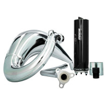 Pot d'échappement Voca Cross Chromed Rieju 50 MRT (passage haut - silencieux Aluminium Noir)