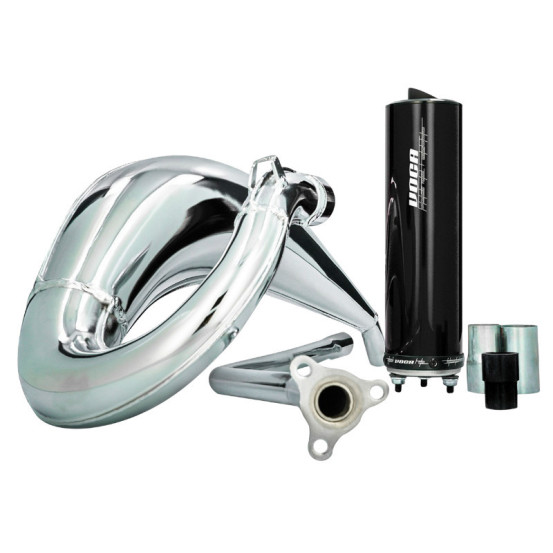 Pot d'échappement Voca Cross Chromed Rieju 50 MRT (passage haut - silencieux Aluminium Noir)