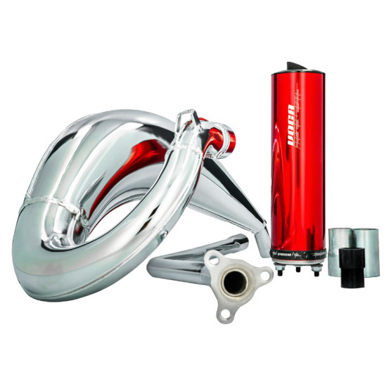 Pot d'échappement Voca Cross Chromed Rieju 50 MRT (passage haut - silencieux Aluminium Rouge)