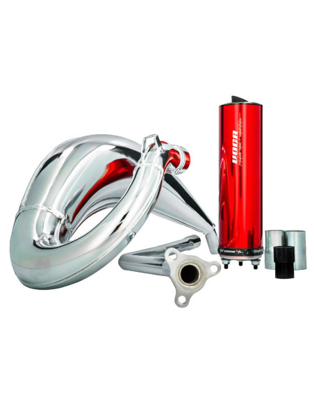 Pot d'échappement Voca Cross Chromed Rieju 50 MRT (passage haut - silencieux Aluminium Rouge)