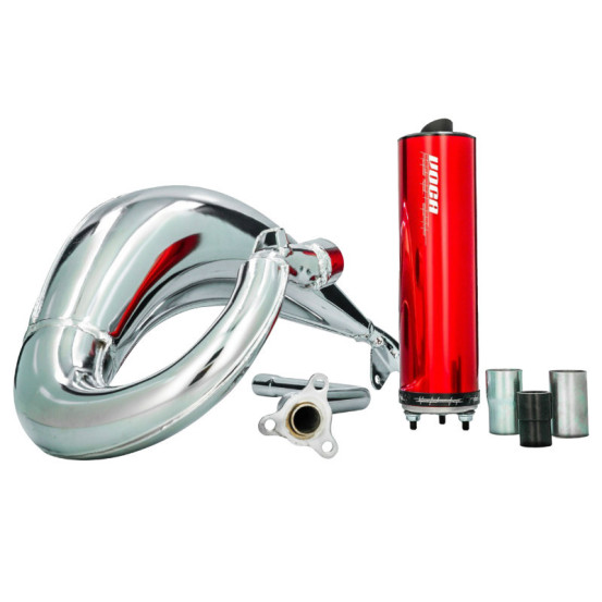 Pot d'échappement Voca Cross Chromed Beta 50 RR après 2012 (passage haut droit - silencieux Aluminium Rouge)