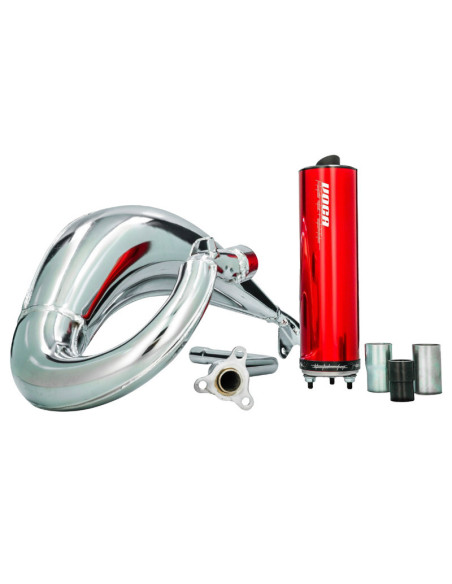 Pot d'échappement Voca Cross Chromed Beta 50 RR après 2012 (passage haut droit - silencieux Aluminium Rouge)