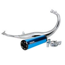 Pot d'échappement Voca Chromed Derbi 50 Senda/GPR/Aprilia 50 RS4/Gilera 50 SMT/RCR (passage bas - silencieux Aluminium Bleu)