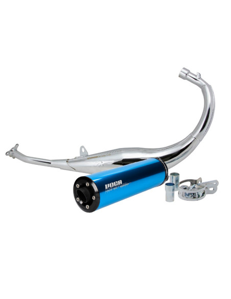 Pot d'échappement Voca Chromed Derbi 50 Senda/GPR/Aprilia 50 RS4/Gilera 50 SMT/RCR (passage bas - silencieux Aluminium Bleu)