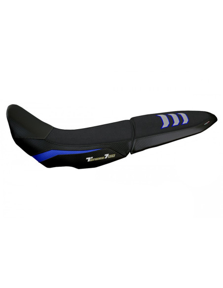 Housse de selle modèle Ultragrip bleue et argent TAPPEZZERIA - Avec logo brodé - YAMAHA TENERE 700 2019-22