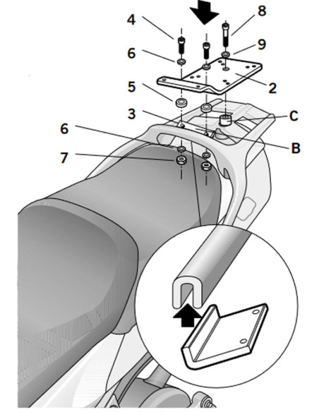 Support Top Case SHAD Top Master Yamaha FJR 1300 2001-2005