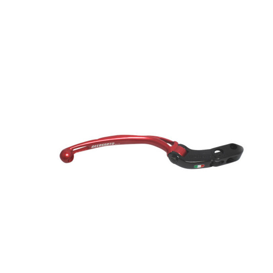 Levier de frein repliable court rouge ACCOSSATO pour maitre cylindre ACCOSSATO ou BREMBO - Empattement 20mm