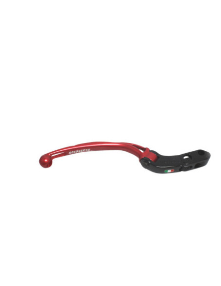 Levier de frein repliable court rouge ACCOSSATO pour maitre cylindre ACCOSSATO ou BREMBO - Empattement 20mm