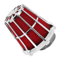 Cornet filtre à air 32mm MALOSSI E5 droit décentré PHBG 15-21 Chromé mousse Rouge