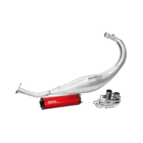 Pot d'échappement Voca Cross Chromed Sherco 50 SM-R/SE-R (passage bas - silencieux Aluminium Rouge)