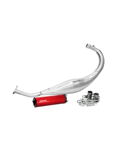 Pot d'échappement Voca Cross Chromed Sherco 50 SM-R/SE-R (passage bas - silencieux Aluminium Rouge)